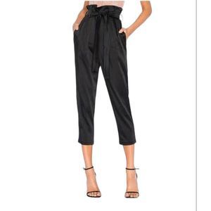 Bagatelle Collection Black Paperbag Tie Front Dress Crop Pants Large Ankle Work